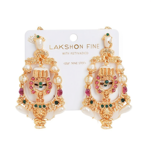 Lakshmi Fine 22K Gold Plated Drop Earrings with Kemp Stones for Women - Product Image 2