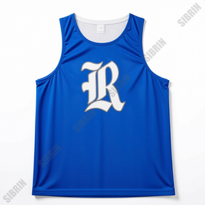 Maillot de basket personnalisé SIBRIN, sans manches, débardeur, uniforme d'équipe sportive, bleu royal uni, 100% polyester respirant - Product Image 2
