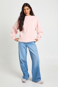 Premium <b>Women's</b> Pink Oversized Pullover Sweatshirt Casual Loose Fit <b>Fleece</b> Sweatshirt <b>Top</b> Long Sleeve Loungewear <b>Women</b> Outfit - Product Image 6