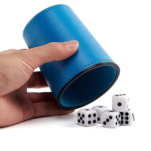 Round PU Dice Cup <b>Blue</b> 7.8cm Diameter 9cm Height Durable Storage Case for Adult Game Use - Product Image 3