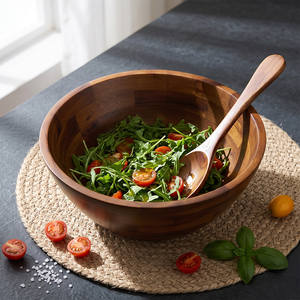 <b>Large</b> Capacity Rustic Acacia Wood Handcrafted <b>Bowl</b> for Party Salad <b>Serving</b> Fruit Presentation Durable Natural Kitchenware - Product Image 6