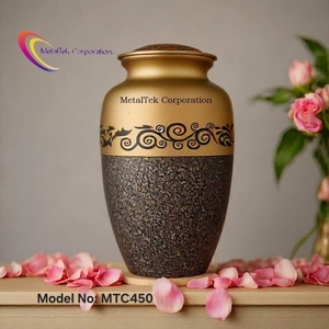 Modern Style Adult Cremation Urns New Design Textured Paint <b>Memorial</b> Ashes Jars Wholesale Funeral Supplies Metal Decorative Urns - Product Image 1