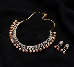 RAY FINE ORNATES <b>Ruby</b> Pink Vintage Choker <b>Necklace</b> Set Gold Plated Statement Jewelry Evening Earrings Rajasthan Party Wear - Product Image 1