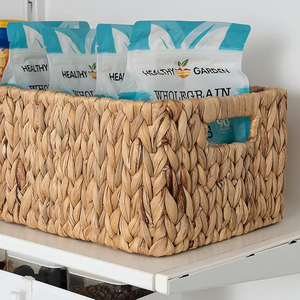 Premium Quality Handwoven <b>Storage</b> <b>Baskets</b> Water Hyacinth Wicker <b>Baskets</b> For Organizing Set of 3 (1PC <b>Large</b>, 2PCS Medium) Natural - Product Image 3