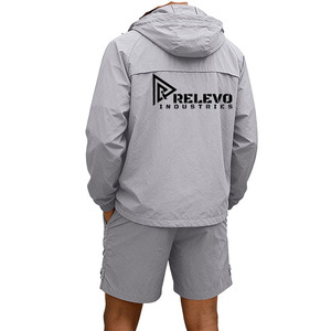 High Quality Men's Hooded Windbreaker <b>Jacket</b> With Shorts Full Sleeve <b>Lightweight</b> Quick Dry Zipper Front Casual Summer Outfit - Product Image 3