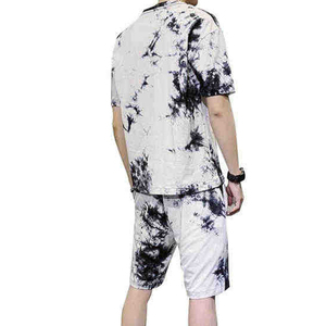 Conjunto de Dos Piezas de Verano para Hombre con Estampado Digital Personalizado al por Mayor – Camiseta y Pantalones Cortos de Poliéster Blanco Transpirable, Conjunto Casual - Product Image 6