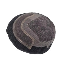 Perruque Toupet Homme en Cheveux Naturels à Lacet Frontal, Cheveux Indiens Remy Taz Hair Bangladesh, Ondulation Profonde, Trame Simple, 50% Cheveux Gris, Extension Capillaire