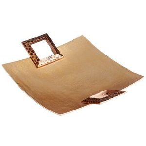 Luxury Gold Square Serving Tray Leopard Print <b>Frame</b> Handle Hammered Brass Plated Decorative Platter Home Hotel Bulk - Product Image 1