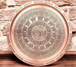 Bandeja de Hierro Hecha a Mano, Ecológica, de Lujo, Redonda, Estilo Indio, para Exportación, Venta al por Mayor y Menor, Regalo Empresarial - Product Image 1