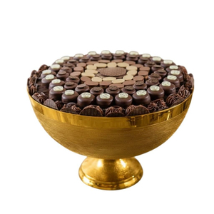 Bol à chocolat en métal doré écologique avec design martelé pour occasions de cadeaux, plat de service moderne et luxueux pour fêtes et chocolats - Product Image 1