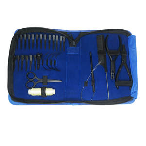 Hair Extension Tools Kit Plastic Set for Installation and Removal Blue <b>Case</b> with Clips Scissors Comb and <b>Needles</b> High Quality - Product Image 1