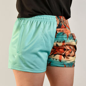 Shorts de rugby unisexes en polyester bicolore avec logo personnalisé, poche latérale, double couture, respirants, vente en gros - Product Image 5