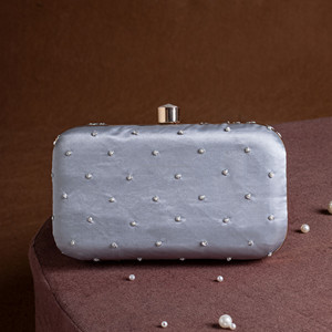 Pochettes de créateur en soie Zardozi, ornées de perles demi-lune, pour mariage, soirée, mode décontractée, style classique indien doux - Product Image 4