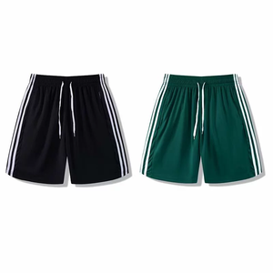 Pantalones Cortos Deportivos Personalizados de Color Sólido con Franja Lateral, Cintura con Cordón Ajustable, Secado Rápido, Tejido de Punto, Cintura Media, Ropa Deportiva - Product Image 3