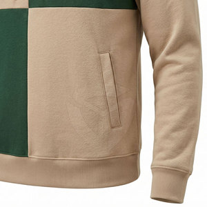 Sudadera con capucha para hombre, verde y beige, con logo bordado, estilo casual, corte regular, tejido de punto para otoño - Product Image 6