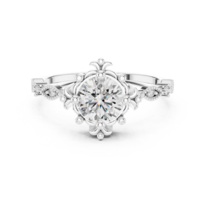 Conjunto de Diamantes Cultivados en Laboratorio de 1 Quilate, Oro Blanco Sólido de 18 Quilates con Baño de Rodio, Estilo Vintage, para Mujer, Ideal para Compromisos, Fiestas, Eventos Glamurosos y Bodas - Product Image 4