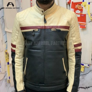 Veste en cuir pour homme au design élégant, en peau de mouton de haute qualité, style décontracté avec fermeture éclair avant et col montant - Prix - Product Image 1