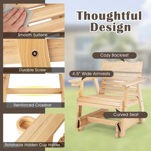 Sedia a dondolo da esterno in legno con schienale alto e braccioli allargati - Product Image 6