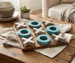 Juego de Mesa Tic Tac Toe de Madera con Diseño Único, Clásico Rompecabezas de Mesa con Piezas con Bloques X y O Impresos - Product Image 5