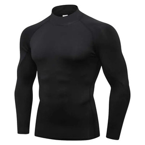 <b>Men</b> Full Sleeve Rash Guard Black Quick Dry Spandex Polyester <b>Compression</b> <b>Shirt</b> for MMA BJJ Martial Arts Wear - Product Image 1