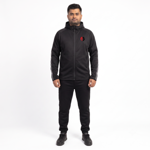 Men's Custom Tech Fleece Tracksuit Set Midweight Full <b>Zip</b> <b>Hooded</b> Jogger Suit Athletic Streetwear High Waist XS OEM Design Logo - Product Image 1