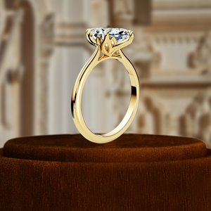 Anillo de compromiso de oro macizo de 14K con diamante de laboratorio de 1.5CT de corte marquesa de 6 puntas, anillo de promesa para fiesta de bodas con pavé parcial, anillo nupcial - Product Image 5