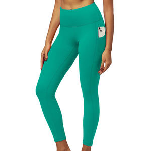 Leggings taille haute de couleur unie avec poches, extensibles, respirants, longueur intégrale, pantalons de yoga pour femmes - Product Image 1