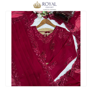 Magnifique sari indien en georgette, nouvelle collection de créateur, pour mariage, avec de riches broderies de sequins, pour femme. - Product Image 3