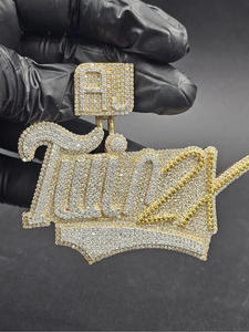 Pendentif personnalisé avec nom, serti de moissanite certifiée GIA, plaqué or, collier hip-hop, bijoux de déclaration bling-bling - Product Image 1