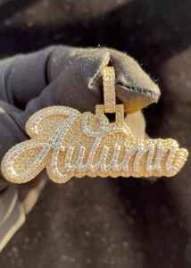 จี้เงินแท้ 925 สองชั้น สีขาว แบบกำหนดเองสำหรับผู้ชาย แร็ปเปอร์ เครื่องประดับฮิปฮอป ประดับเพชรโมอิสซาไนต์ VVS1 รูปตัวอักษร - Product Image 6