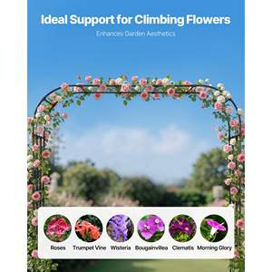 Pergola de jardin en métal robuste pour l'extérieur, 94,5 x 98,5 x 15,8 (D), facile à assembler, treillis pour la cour, la pelouse, la décoration de mariage - Product Image 2