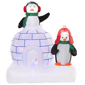 Decorazione Natalizia Gonfiabile da Esterno a Forma di Pinguino di 1,5 m con Luci LED, Igloo Rotante Colorato e Sciarpa, Decorazioni per Giardino Festive - Product Image 1