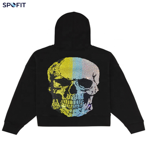 เสื้อฮู้ดสีดำแบบยูนิเซ็กซ์ ดีไซน์ผีเสื้อประดับเพชรเทียม ทรงโอเวอร์ไซส์ สวมใส่สบาย ผ้าฟลีซ ระบายอากาศได้ดี - Product Image 5