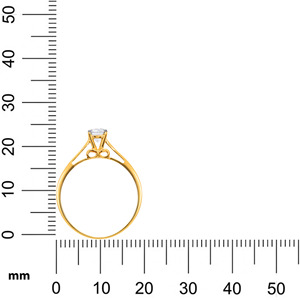 Bague de fiançailles solitaire en or jaune 18 carats de luxe avec diamant rond brillant pour femme, bague de mariage classique à 4 griffes, bijoux fins - Product Image 5
