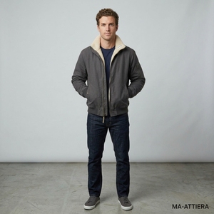 <b>Mens</b> Gray <b>Sherpa</b> Collar Bomber <b>Jacket</b> Streetwear <b>Mens</b> Winter <b>Jackets</b> Wholesale <b>Jacket</b> For <b>Men</b> - Product Image 1