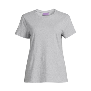 T-shirt décontracté pour femme grande taille, gris uni, col rond, manches courtes, 100 % coton, coupe classique, couleur unie - Product Image 1