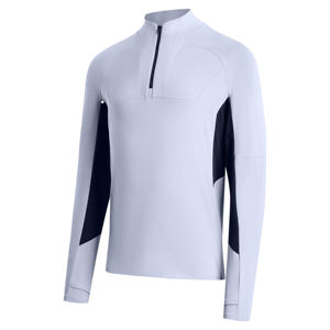 Chemise de sport ajustée pour homme, gris clair, manches longues, fermeture éclair, anti-humidité, avec empiècements noirs - Product Image 4