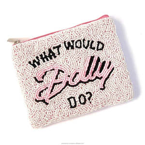 Trendy Would Dolly Do Beaded Clutch Bag Handmade Embroidered <b>Sequin</b> Zipper Pouch for White Statement Purse Gift Unisex - Product Image 1