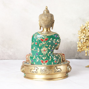 Estatua de latón de Buda de estilo moderno hecho a mano de alta calidad con escultura de piedra para decoración del hogar y artículos de regalo espiritual - Product Image 2