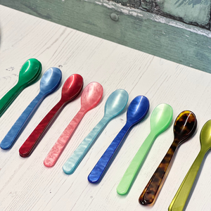 Cuillère de service moderne en résine multicolore, écologique, à long manche, pour thé, desserts, petit-déjeuner, sucre, mini sel, vaisselle de table - Product Image 5