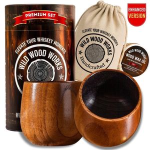 Verre à whisky en bois naturel - Fabriqué à la main, qualité supérieure, en stock |   Utilisation sur table pour l'inauguration d'une maison, un mariage ou un anniversaire |   Directement de l'usine - Product Image 2
