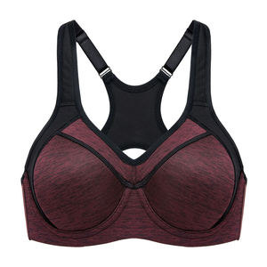 Women's Medium Support Sports Bra Scoop Neck Racerback Solid Purple Sweat-Wicking Breathable Eco-Friendly Front Fitness Wear - Product Image 4