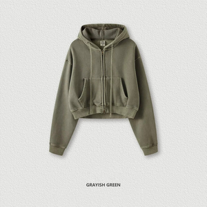 เสื้อฮู้ดดี้โอเวอร์ไซส์สีชมพูสำหรับผู้หญิง ผ้าถักเนื้อฝ้ายสีพื้น แขนปกติ ระบายอากาศได้ดี กันลม สวมใส่สบายๆ ในฤดูใบไม้ร่วง - Product Image 6
