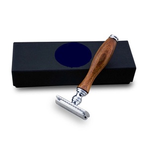 Maclura Twin Blade Safety <b>Razor</b> with Walnut Wood Handle Stainless Steel Stand Custom Branding <b>for</b> <b>Men</b> Barber Shop Use - Product Image 4