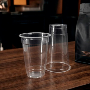 Clear PP <b>Plastic</b> <b>Cup</b> with Lid 12/16/22oz Disposable Beverage <b>Cups</b> for Coffee Tea Juice 95mm Diameter - Product Image 2