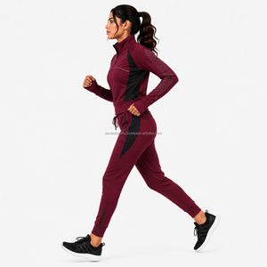 Ensemble de survêtement de sport pour femme avec pull demi-zip et pantalon de jogging, vêtements de sport personnalisables, marque privée, OEM, ODM, vente en gros directe usine - Product Image 3
