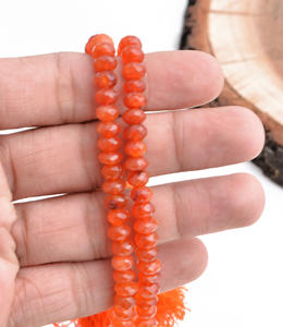 Cuentas facetadas de cornalina natural, collar de piedras preciosas de 6 a 7 mm, piedra preciosa para la elaboración de joyería fina. - Product Image 4