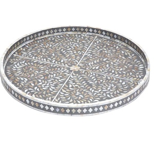 Plateau de service en os incrusté fait à la main Poignées pratiques Plateau en nacre Design minimaliste pour la maison Cuisine Salle à manger Ramadan - Product Image 2