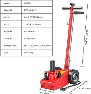 Gato neumático hidráulico de 22 toneladas y 3 posiciones para camiones, con bloques de altura de 1/2/4 pulgadas (225 mm a 435 mm), de alta resistencia y con aleación. - Product Image 6