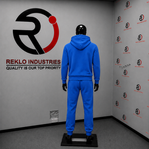 Ensemble de survêtement bleu roi pour homme avec logo personnalisé, sweat à capuche zippé et pantalon de jogging, tenue décontractée streetwear et sportswear, ensemble deux pièces, vente en gros OEM - Product Image 4